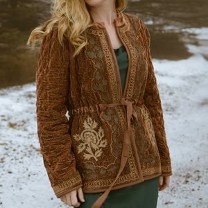 Quilted and embroidered velvet jacket